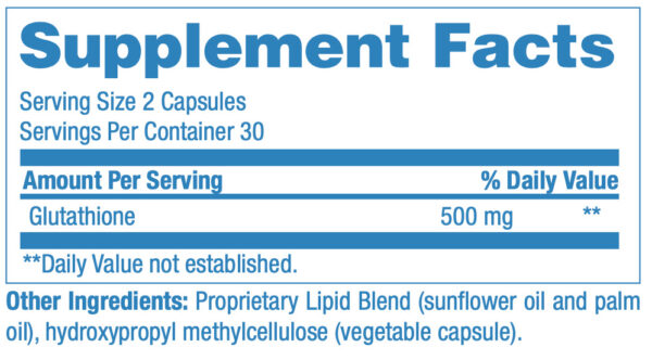 glutathione complete liposomal glutahione supp facts