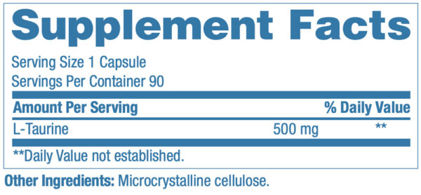 taurine supp facts