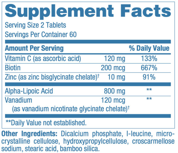 alpha lipoeic acid complete alphacu supp facts