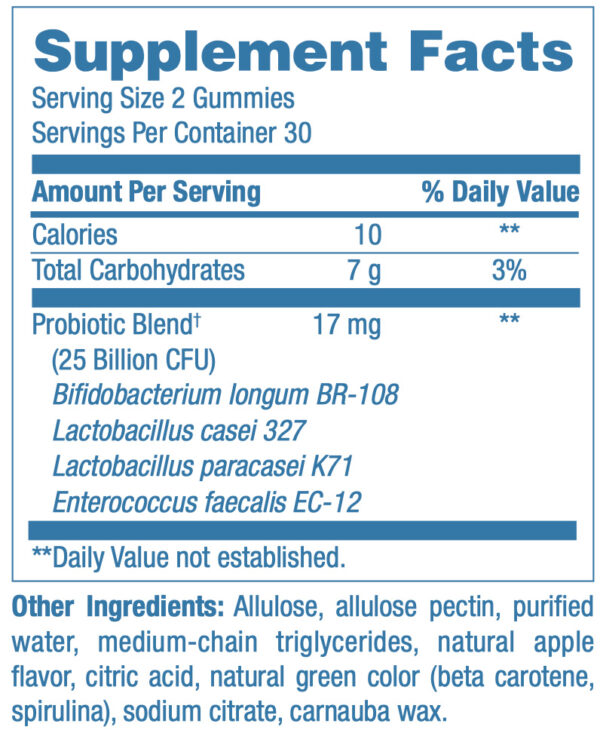 probiotic children gummy nubiotic supp facts